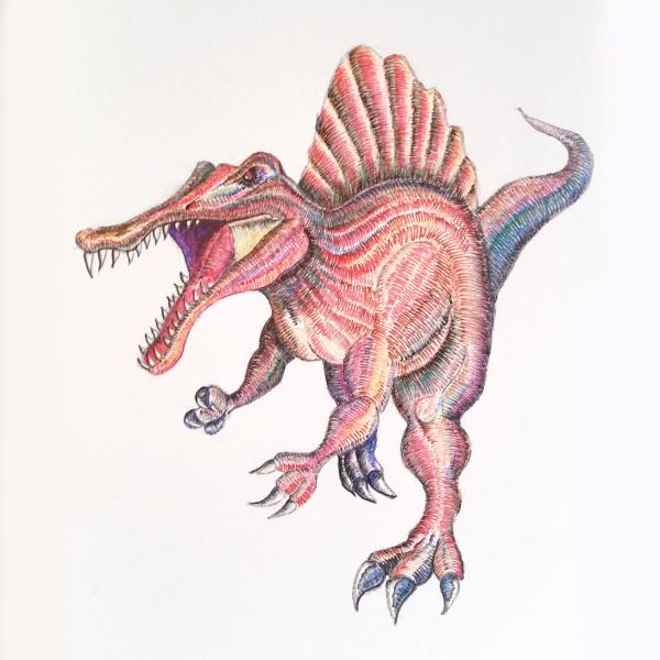 やまがたを遊ぶ スピノサウルスを描いてみた 恐竜イラスト